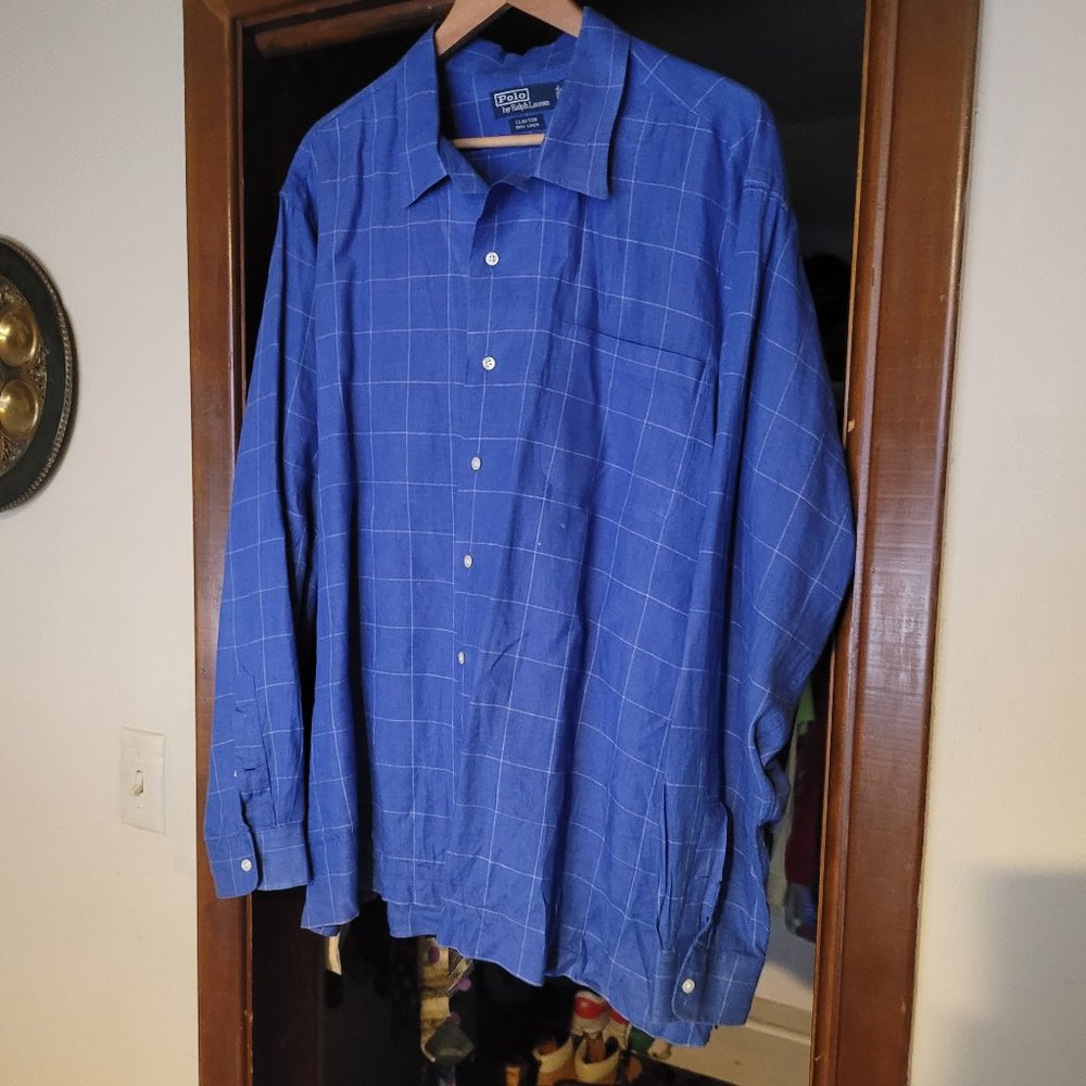 Men Linen Polo Clayton Shirt XXL - Excellent Condition